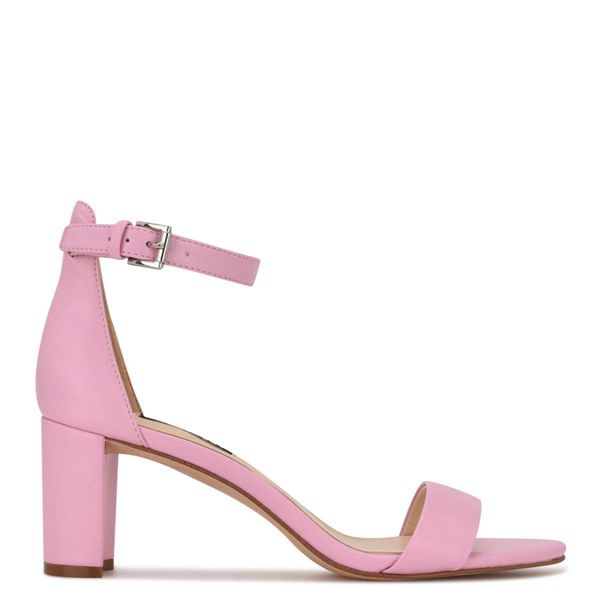 Nine West Pruce Ankle Strap Block Heel Pink Heeled Sandals | South Africa 39M86-7K50